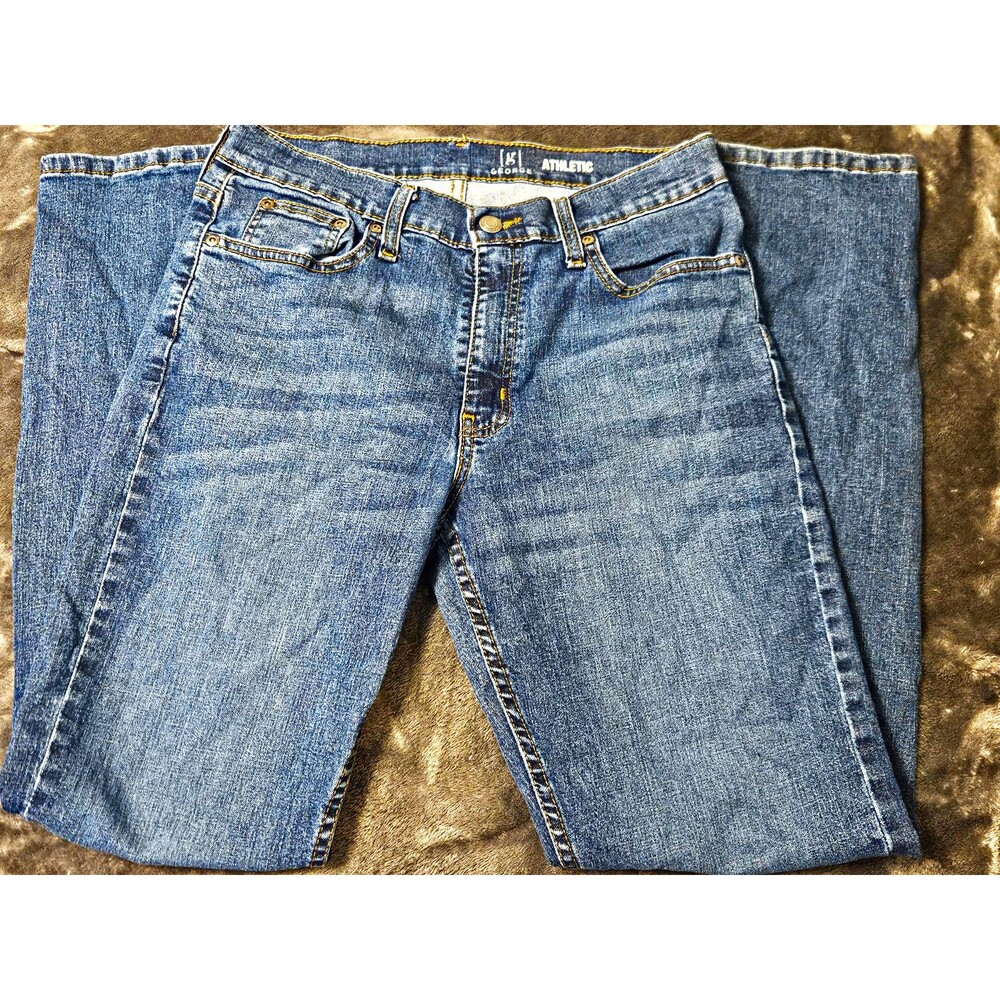 George Athletic Fit Men's Straight Leg Medium Wash Blue Denim Jeans 30x32